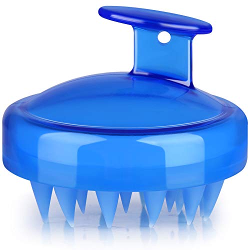 Soft Silicone Shampoo Brush Head Tourmaline Contained> (Blue)