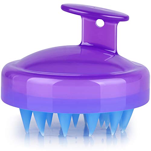 Soft Silicone Shampoo Brush Head Tourmaline Contained> (Blue)