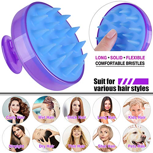 Soft Silicone Shampoo Brush Head Tourmaline Contained> (Blue)