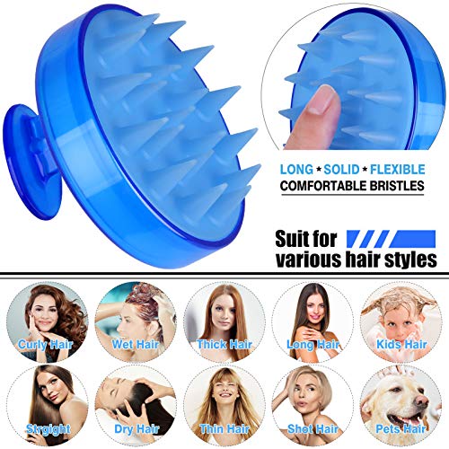 Soft Silicone Shampoo Brush Head Tourmaline Contained> (Blue)